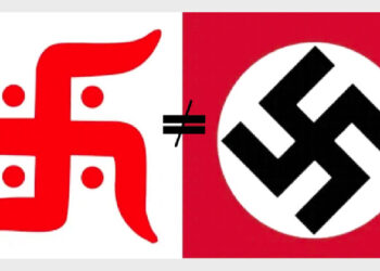 The Swastika is often confused with the German Hakenkreuz
and has resulted in the demonisation of the sacred Bharatiya symbo