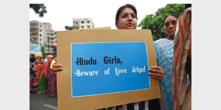A march against ‘love jihad’ in the western city of Ahmedabad in 2018
