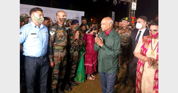 Jammu and Kashmir, Oct 14 (ANI): President Ram Nath Kovind interacts with the Jawans and officials of all ranks (ANI Photo)