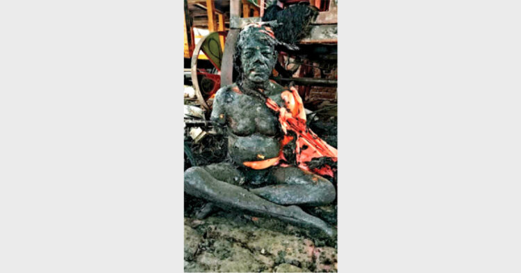 The sculpture of ISCKON founder AC Bhaktivedanta Swami Prabhupada was vandalised by Islamists during the attack on ISCKON