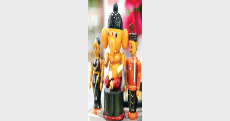 Bhagwan Ganesh’s toy made up of ivorywood at a market in Channapatna