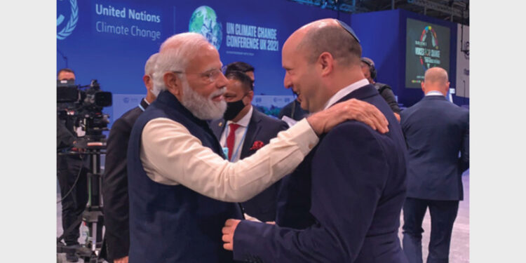 Indian PM Narendra Modi and Israel PM Naftali Bennett at COP 26 Summit