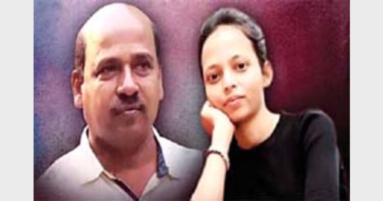 Mamita Meher and accused Minister Dibya Shankar Mishra (L)