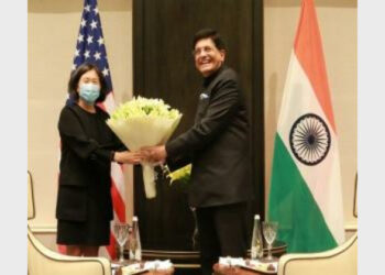 US Trade Representative Katherine Tai and Union of Commerce and Industry Minister Piyush Goyal (Photo Credit: Lokmat News English)