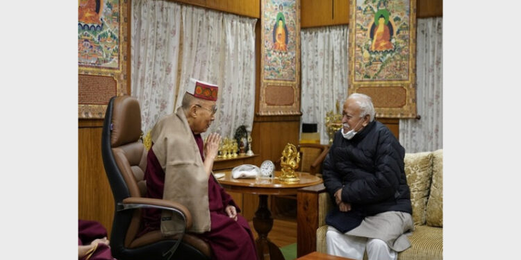 RSS Sarsanghchalak Mohan Bhagwat with Tibetan spiritual leader Dalai Lama in Dharamshala (Photo Credit: ANI)
