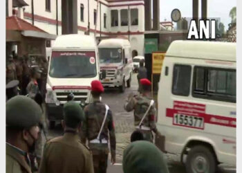 Ambulance carrying the mortal remains of CDS Bipin Rawat and others who died in the chopper crash (Photo Credit: ANI)