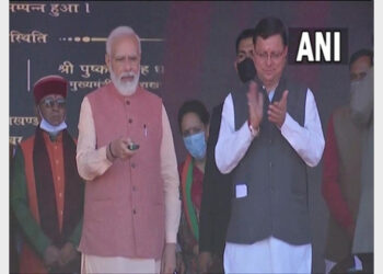 PM Modi and Uttarakhand CM Pushkar Singh Dhami in Dehradun (Photo Credit: ANI)