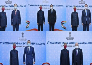 EAM Dr. S. Jaishankar with the Foreign Ministers of Turkmenistan, Uzbekistan, Tajikistan, Kazakhstan and the Kyrgyz Republic during India-Central Asia dialogue (Photo Credit: ANI)