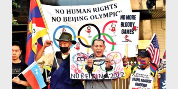 China's record on human rights has sparked protests over the country's hosting of the 2022 Winter Olympic and Paralympic Games