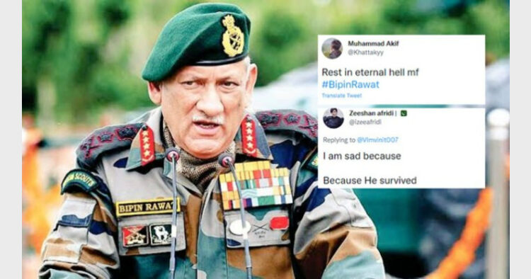 Islamists were expressing their joy on social media When the news of the unfortunate demise CDS Bipin Rawat was confirmed