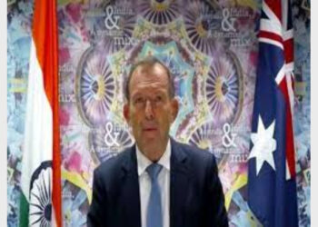 Australia PM's Special Trade Envoy Tony Abbott during a virtual press conference in New Delhi (Photo Credit: ANI)