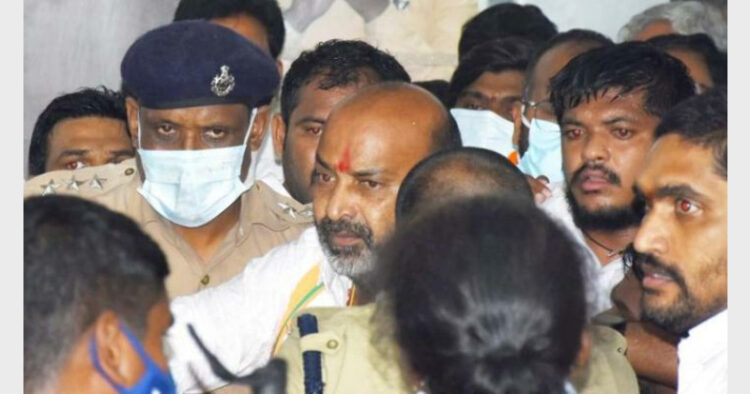 BJP State President Bandi Sanjay Kumar was arrested at his office in Karimnagar