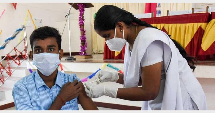 Over two crore youngsters between 15-18 age group have received their first dose of the COVID-19 vaccine in less than a week of vaccination drive for children (Photo Credit: The Indian Express)