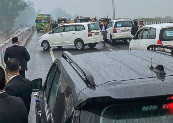 The MHA team spent nearly one hour at the flyover and then left for Border Security Force's office in Ferozepur, where there was some communication among senior BSF officers and the team members over the issue (Photo Credit: The Indian Expres)