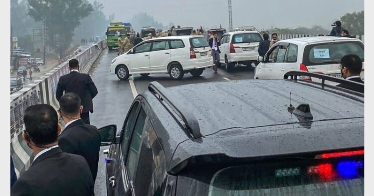 The MHA team spent nearly one hour at the flyover and then left for Border Security Force's office in Ferozepur, where there was some communication among senior BSF officers and the team members over the issue (Photo Credit: The Indian Expres)