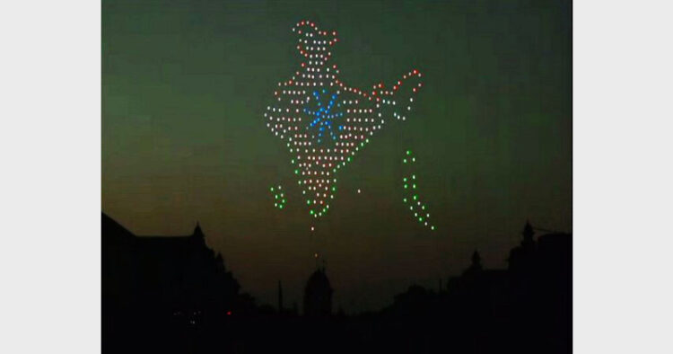Drone show at the Beating Retreat ceremony (Photo Credit: ANI)