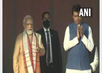 PM Modi inagurating the new terminal building at Maharaja Bir Bikram Airport in Tripura (Photo Credit: ANI)