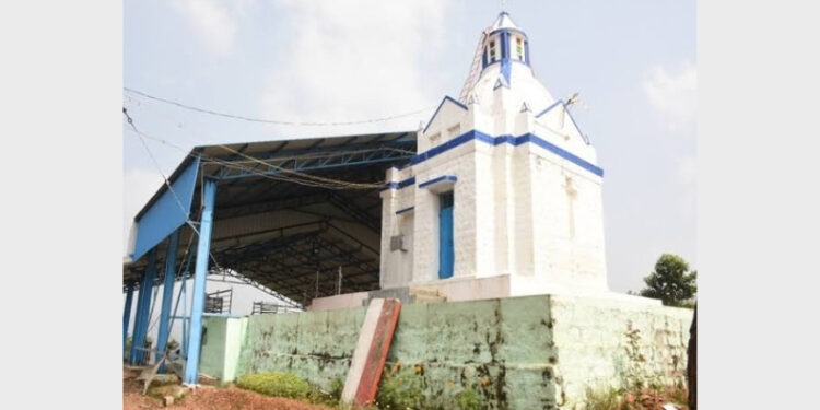 Church built by Christian Missionaries on an encroached hill in Thiruvannamalai
