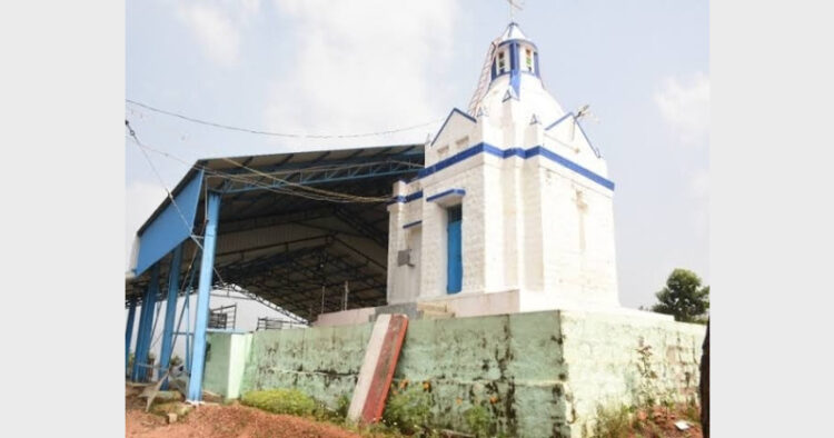 Church built by Christian Missionaries on an encroached hill in Thiruvannamalai