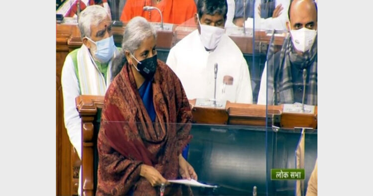 Union Finance Minister Nirmala Sitharaman Addressing the Parliament (Photo Credit: ANI)