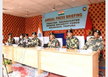 BSF Tripura Frontier IG Sushanta Kumar Nath briefing media (Photo Credit: ANI)