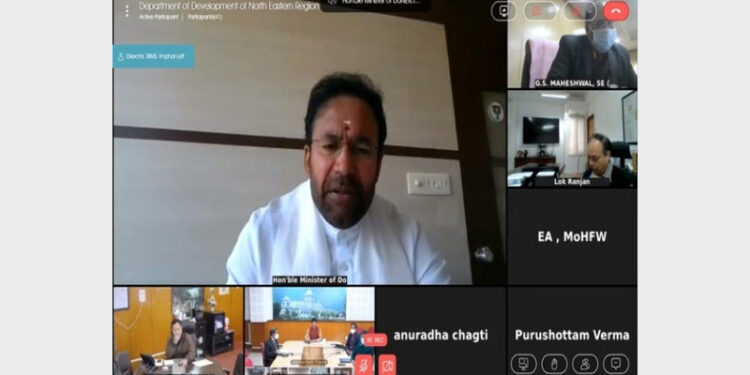 Union Minister G. Kishan Reddy reviewing the preparedness of the eight northeastern states in a virtual meeting over the COVID-19 situation (Photo Credit: ANI)