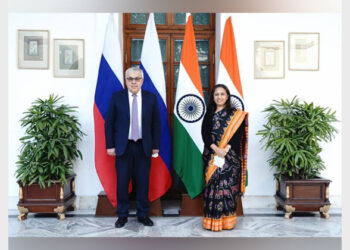 Russia's Deputy Foreign Minister Sergey Vershinin-India MEA Secretary Reenat Sandhu (Photo Credit: ANI)