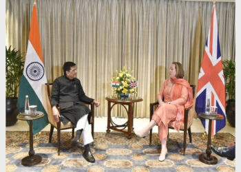 Union Minister for Commerce and Trade Piyush Goyal and UK Secretary of State for International Trade Anne-Marie Trevelyan (Photo Credit: ANI)