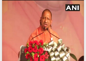 CM Yogi Adityanath addressing at an election rally in Rampur (Photo Credit: ANI)