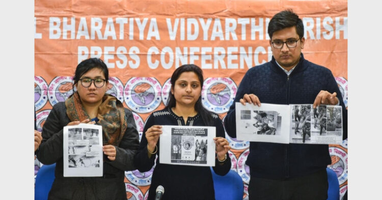 ABVP members in a press conference (Photo Credit: PTI)