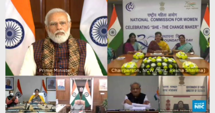 PM Modi virtually addressing the 30th Foundation Day programme of the National Commission for Women (NCW) (Photo Credit: ANI)