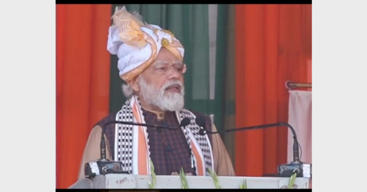 PM Modi addressing at a rally in Manipur