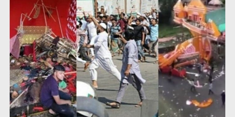 Muslim radicals attacked Hindu temples during Durga Puja in October 2021and widespread, well-coordinated attacks on Hindus in Bangladesh could not have happened without the complicity of ruling Awami League functionaries and leaders (Photo Credit: OpIndia