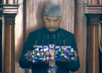 President Ram Nath Kovind giving Presidential Address to the joint sitting of Parliament