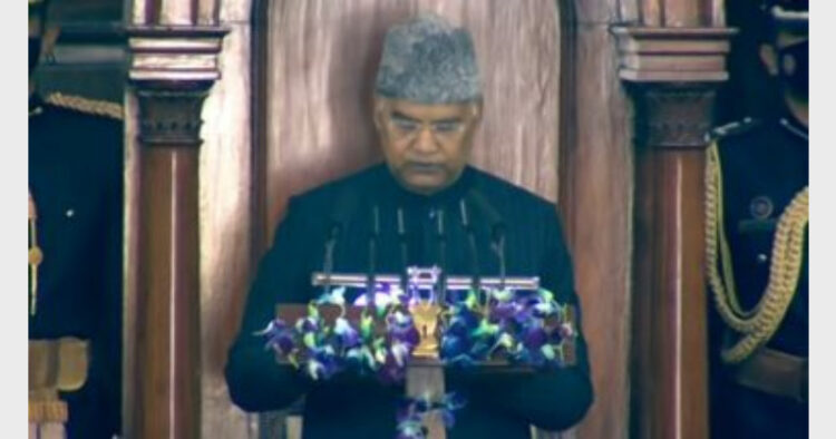 President Ram Nath Kovind giving Presidential Address to the joint sitting of Parliament