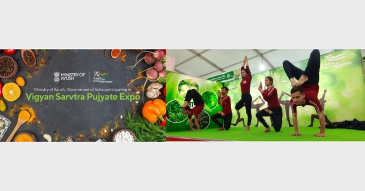 'Yoga Demonstrations and Fusion Yoga program' demonstrated by the Central Council for Research in Yoga & Naturopathy and Morarji Desai National Institute of Yoga are some of the key attractions of AYUSH Pavilion (Photo Credit: India Science Wire)