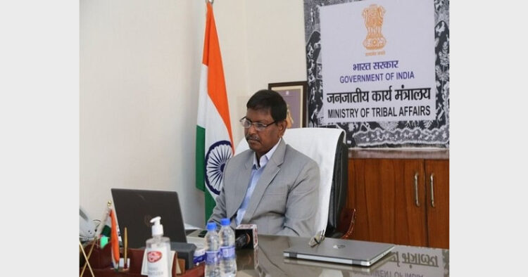 Union Minister Arjun Munda in a live interaction with Eklavya Model Residential Schools in the various districts of Jharkhand