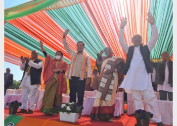 Union Minister Sonowal addressing in a rally in Manipur