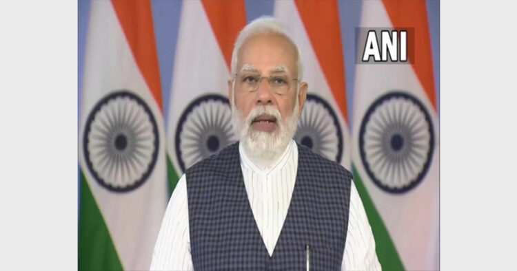 PM Modi addressing in a a programme on the Union Budget 2022 (Photo Credit: ANI)