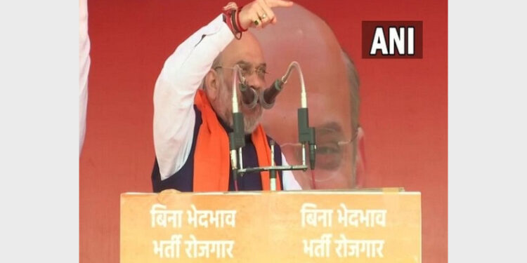 Union Minister Amit Shah addressing in a rally (Photo Credit: ANI)
