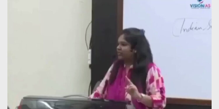 Smriti Shah, a tutor in Vision IAS was telling her students in a class that 'Bhakti Cult' in Hinduism started as a response to the liberalism of Islam (Photo Credit: Twitter)