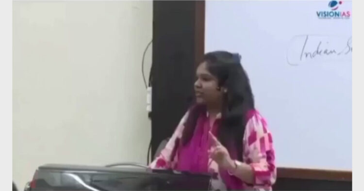 Smriti Shah, a tutor in Vision IAS was telling her students in a class that 'Bhakti Cult' in Hinduism started as a response to the liberalism of Islam (Photo Credit: Twitter)