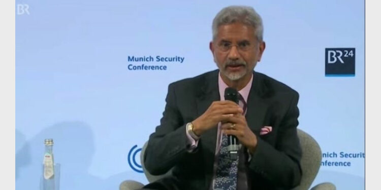 EAM Dr Jaishankar addressing in Munich Security Conference (MSC) (Photo Credit: OpIndia)