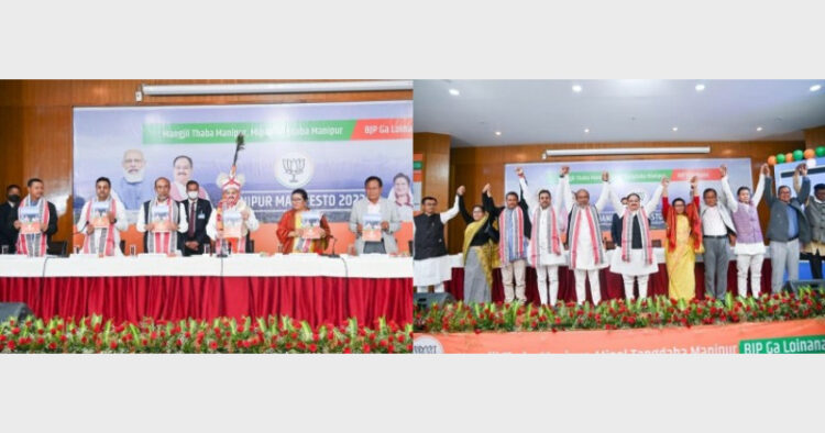 BJP leaders launching Manipur election manifesto