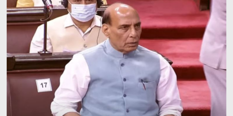 Union Defence Minister Rajnath Singh addressing in Parliament on accidental missile launch (Photo Credit: Times of India)