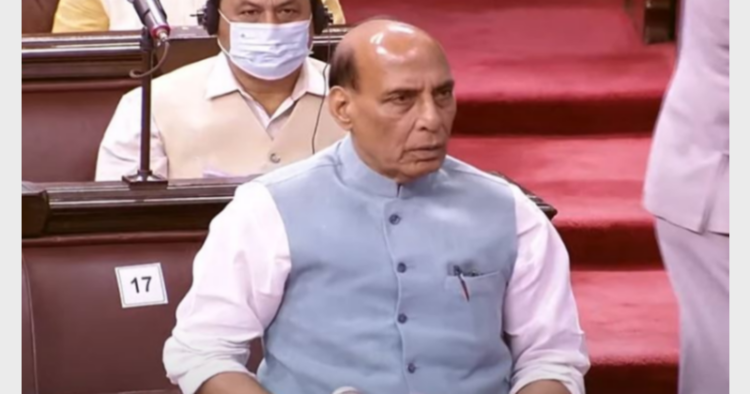 Union Defence Minister Rajnath Singh addressing in Parliament on accidental missile launch (Photo Credit: Times of India)