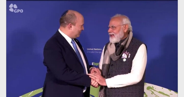 The leaders first met on the sidelines of the UN Climate Change Conference (COP26) in Glasgow last October, at which Prime Minister Modi invited Prime Minister Bennett to pay an official visit to the country (Photo Credit: Twitter/@IsraeliPM)