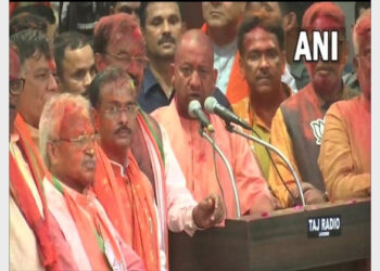 CM Yogi Adityanath speaking at the BJP office in Lucknow (Photo Credit: ANI)
