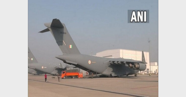 C-17 Globemaster transport aircraft is of flying long distances with around 400 passengers (Photo Credit: ANI)
