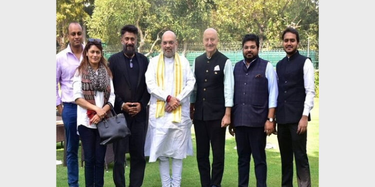 Union Home Minister Amit Shah with The Kashmir Files team (Photo Credit: ANI)